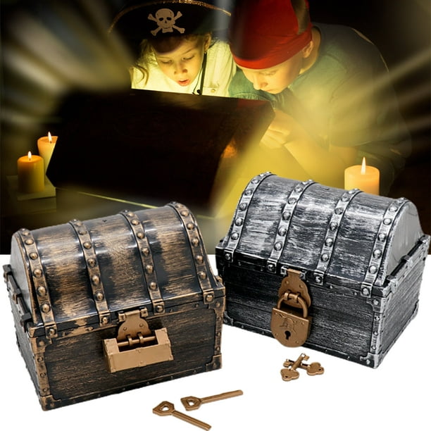 Caja de joyería pirata, cofre del tesoro pirata para niños, caja de  almacenamiento de colección de tesoros, cofre del tesoro pirata, el mejor  de su clase