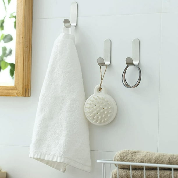 XZHXFX Ganchos adhesivos, gancho de toalla blanco mate, colgador adhesivo  para cocina y puerta, ganchos de pared de baño para colgar toallas, batas