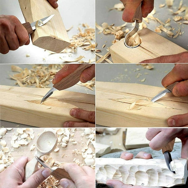 Juego de herramientas para tallar madera, cortador de madera, cincel,  cuchillo, Kit DIY, pelado, tallado en madera, 5 uds.