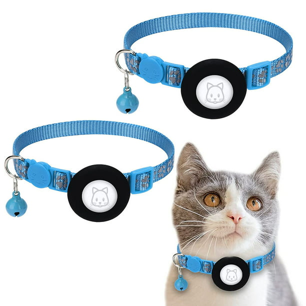 Collar para gatos AirTag – Collar reflectante ajustable para gato con  soporte AirTag y campana, collar GPS para gato (morado)