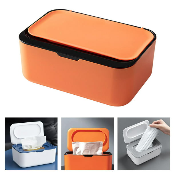  Caja de pañuelos húmedos con sello de escritorio para toallitas  de bebé, caja de almacenamiento de papel para el hogar, soporte de plástico  a prueba de polvo para pañuelos secos, dispensador