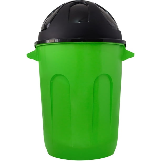 Cubos de basura Polipropileno blanco con tapa basculante verde 50 litros