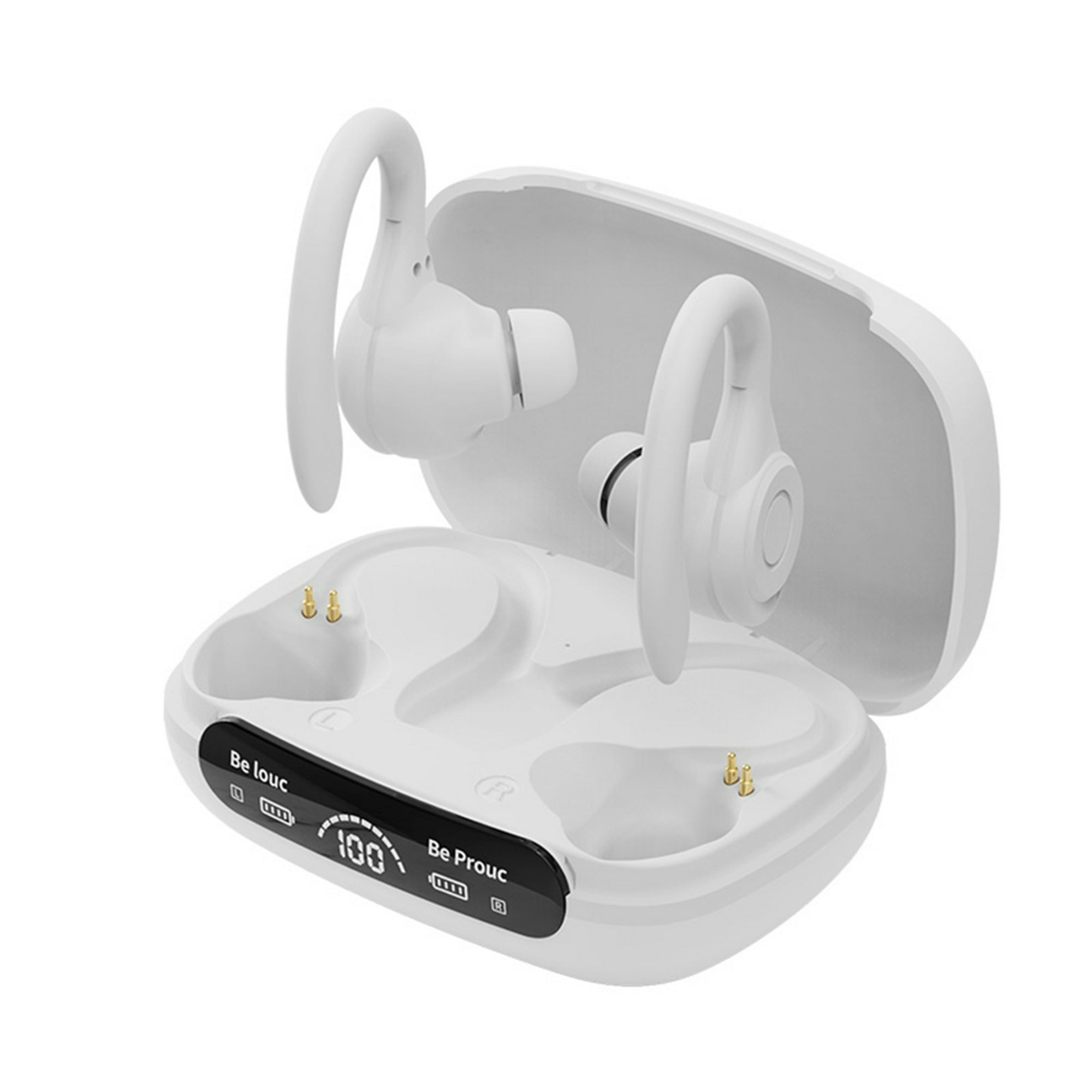 Auriculares Bluetooth inalámbricos 80 horas de reproducción, estuche de  carga inalámbrica, pantalla digital, auriculares deportivos con gancho para  la