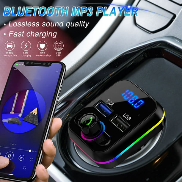 Coche Bluetooth 5.0 Inalámbrico Manos libres Coche Transmisor FM Receptor  Radio Adaptador de MP3 Rep Wmkox8yii