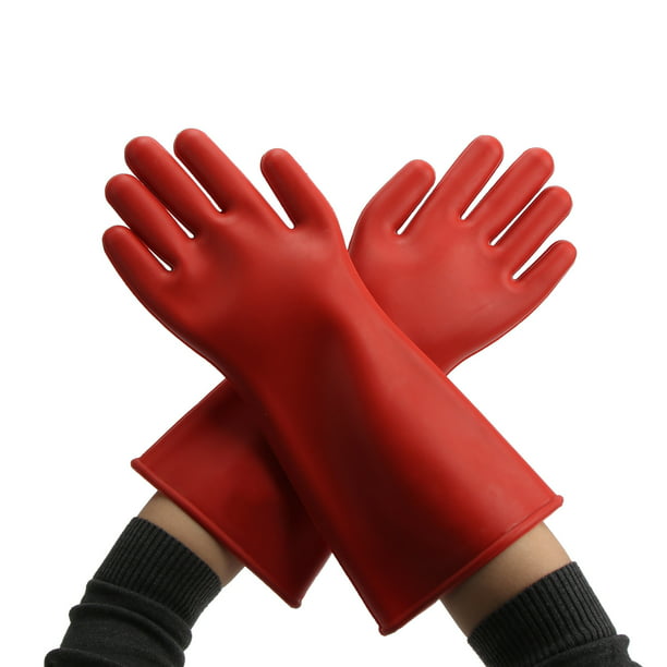 Clase 00 Kit de guantes aislantes de voltaje de goma roja con guantes de  punto FR y protectores de cuero, voltaje de uso máximo 500 V CA/750 V CC