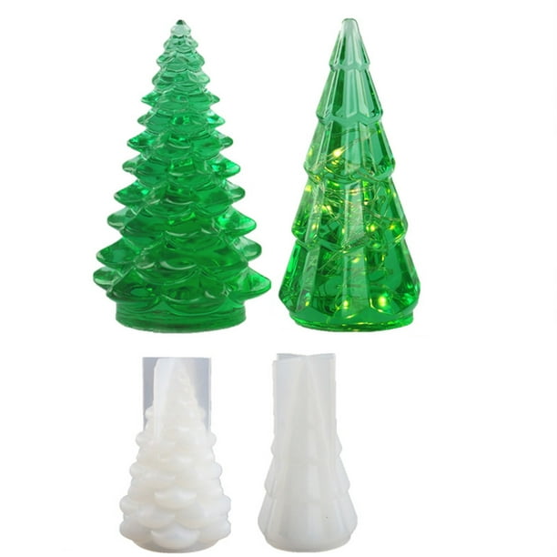 Molde de vela de árbol de Navidad 3d, 2 piezas Molde de silicona