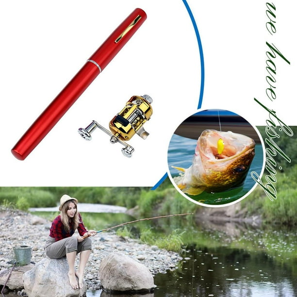 Mini caña de pescar de aluminio telescópica de bolsillo portátil, caña de  pescar en forma de bolígrafo Ndcxsfigh Para Estrenar