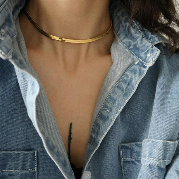 Collar De Cadena De Oro Para Mujer, De Clavícula Con Cuello De Serpiente Plano seitruly AP006164-01 | Walmart en línea