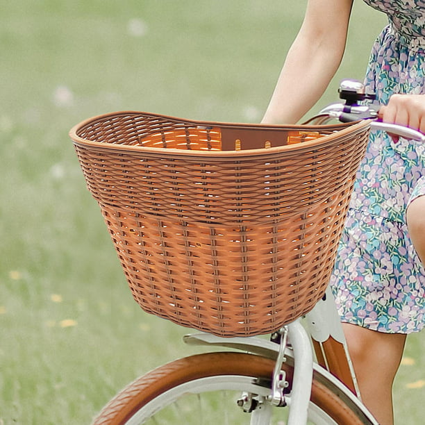 Cesta de plástico para bicicleta, cesta de bicicleta, manillar delantero,  cesta de bicicleta para niños, cesta de almacenamiento de ciclismo trenzada