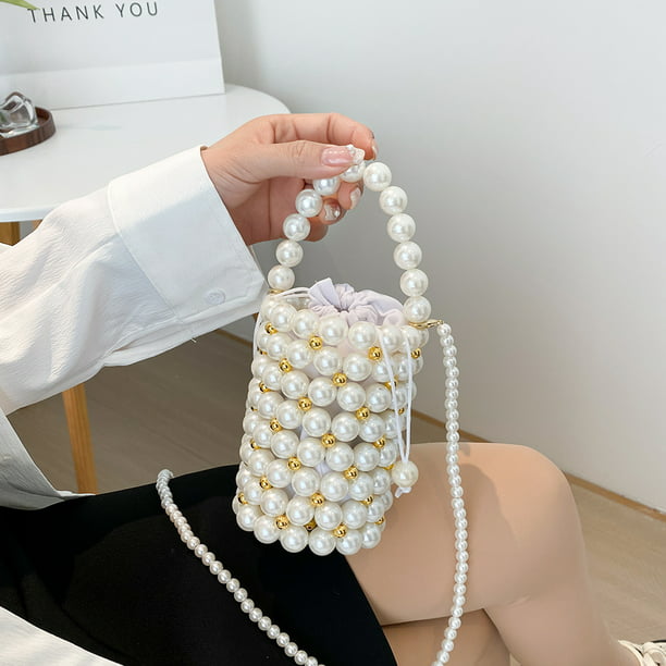 Bolso Tote De Perlas Para Mujer Bolso Pequeño De Color Sólido Para Niñ