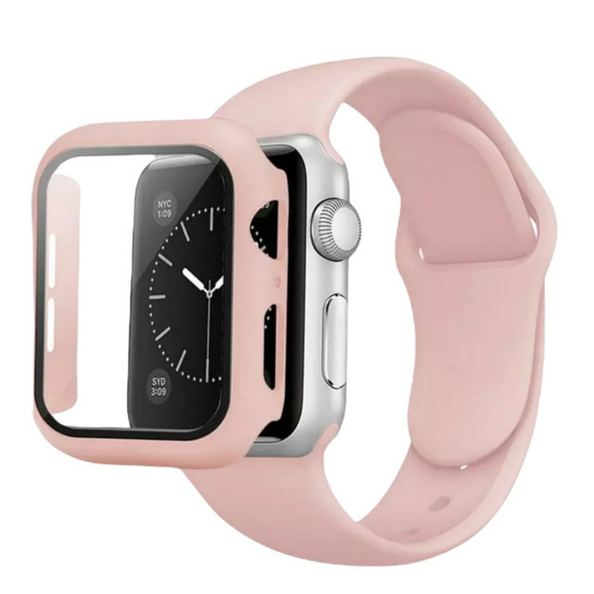 Correa para apple watch de 41mm de silicón + case protector de pantalla con cristal templado. mamá pulpo silicón con case
