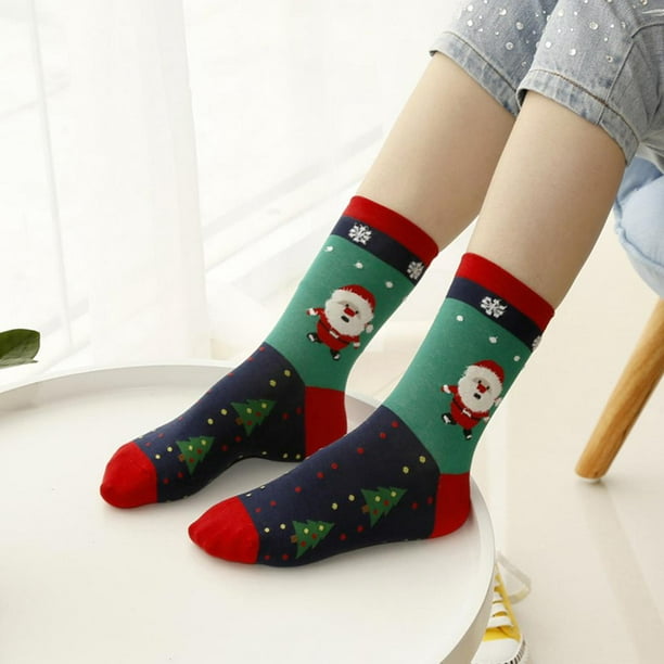 Medias de niña verdes-amarillas / naranjas tejidas a mano / calcetines  cálidos tradicionales de Navidad / calcetines étnicos / espíritu navideño /  diseños acogedores-1qty -  México