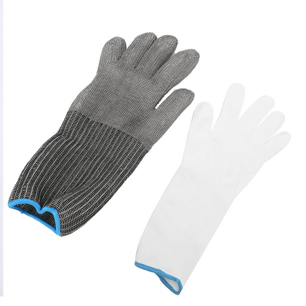 Guantes anticorte, 2 piezas, resistentes al corte, guantes de trabajo de  seguridad de acero inoxidable, guantes anticortes para trabajo de cocina al