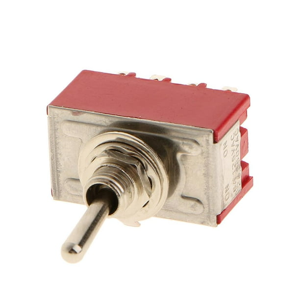 5 X encendido / apagado Mini interruptor pequeño curvo 12 pines Rojo 4pdt  Zulema En / Sobre el interruptor de palanca