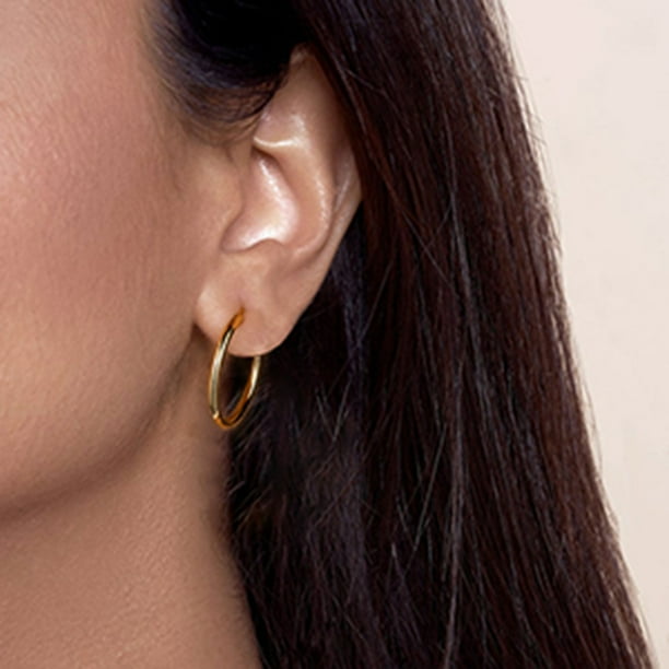 Aretes de aro de oro para mujer, aretes de aro de plata de ley 925 chapados  en oro de 14 quilates, aretes de aro de oro ligeros, pequeños y lindos para  mujer