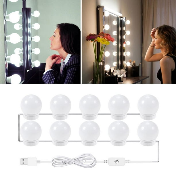 Bombillas 6/10/14, luces de espejo de maquillaje DIY, luces LED de tocador  de , 10 cabezas Colcomx luces de espejo de vanidad