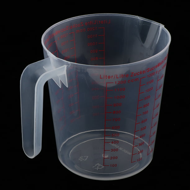 Taza medidora de plástico de 4 tazas para uso en cocina con líneas de  medición en texto negro Taza esmerilada (1 unidad)