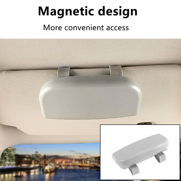 Estuches para gafas de coche Visera magnética Doble hebilla Porta gafas  Cajas (Gris) Likrtyny Accesorios para autos y motos