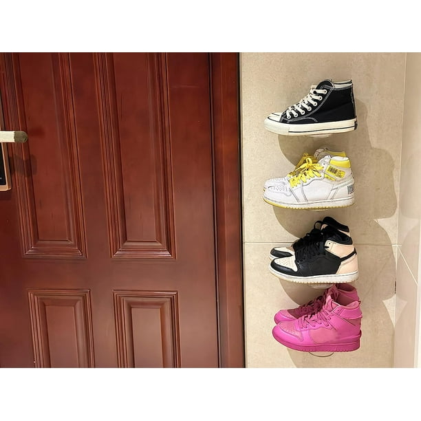  Arcen AR Estante para zapatos, estantes de exhibición  flotantes, estante de zapatos montado en la pared de acrílico y madera  natural, soporte organizador de zapatillas de levitación grueso más ancho y