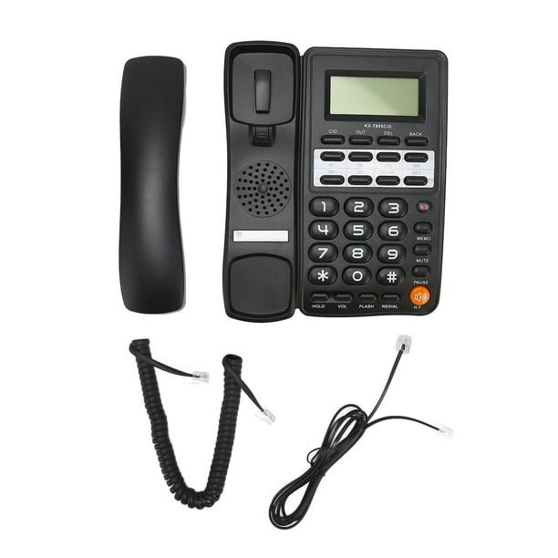 Teléfono mejorado con cable de doble interfaz con cable, teléfono fijo de  botón grande con pantalla de números, adecuado para oficina, recepción