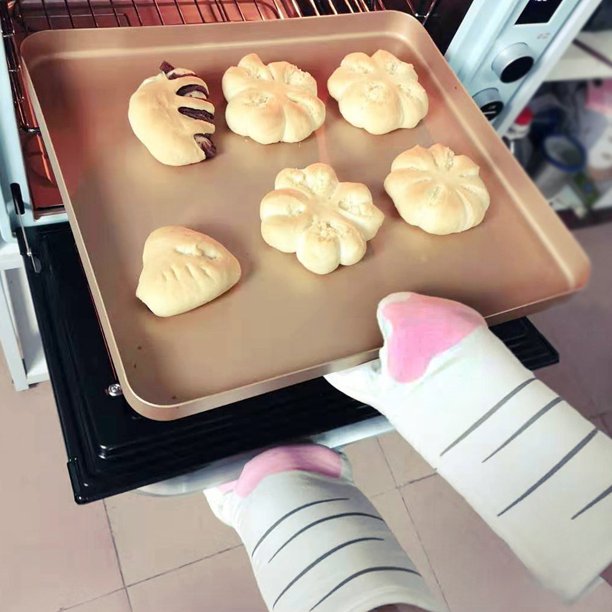 Guantes de horno con diseño lindo y divertido gato resistente al