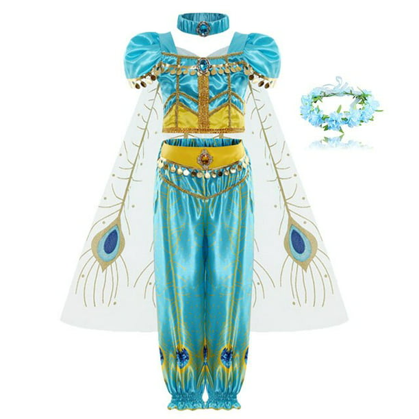 Disfraz de jazmín de Aladdin para mujer, Azul