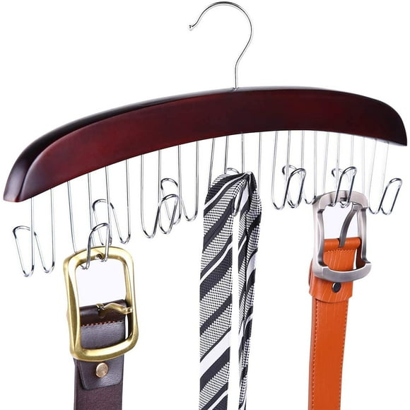ohuhu  perchero para corbatas cinturones para armario organizador colgante de madera para corbatas y cinturones gancho de metal giratorio de 360 marrón 2 unidades