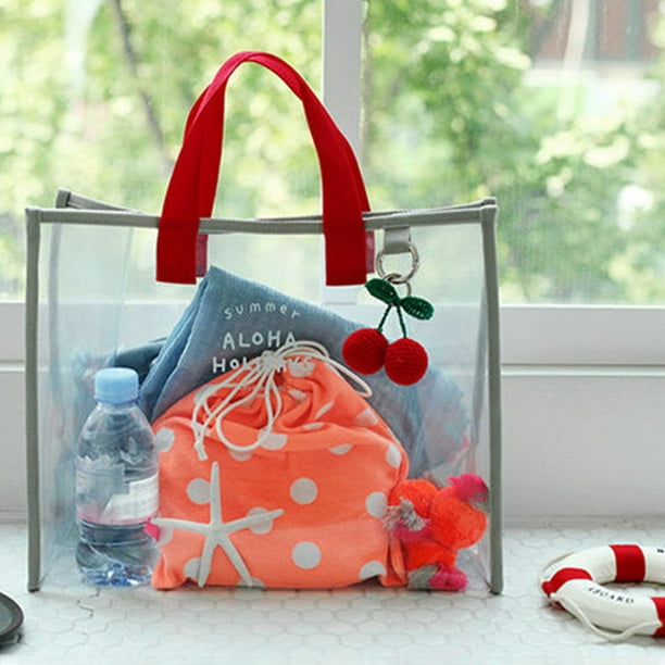 Bolsa Bolso de playa para mujer. bolso transparente impermeable de PVC.  bolso grande de verano (rojo Ehuebsd Nuevos Originales