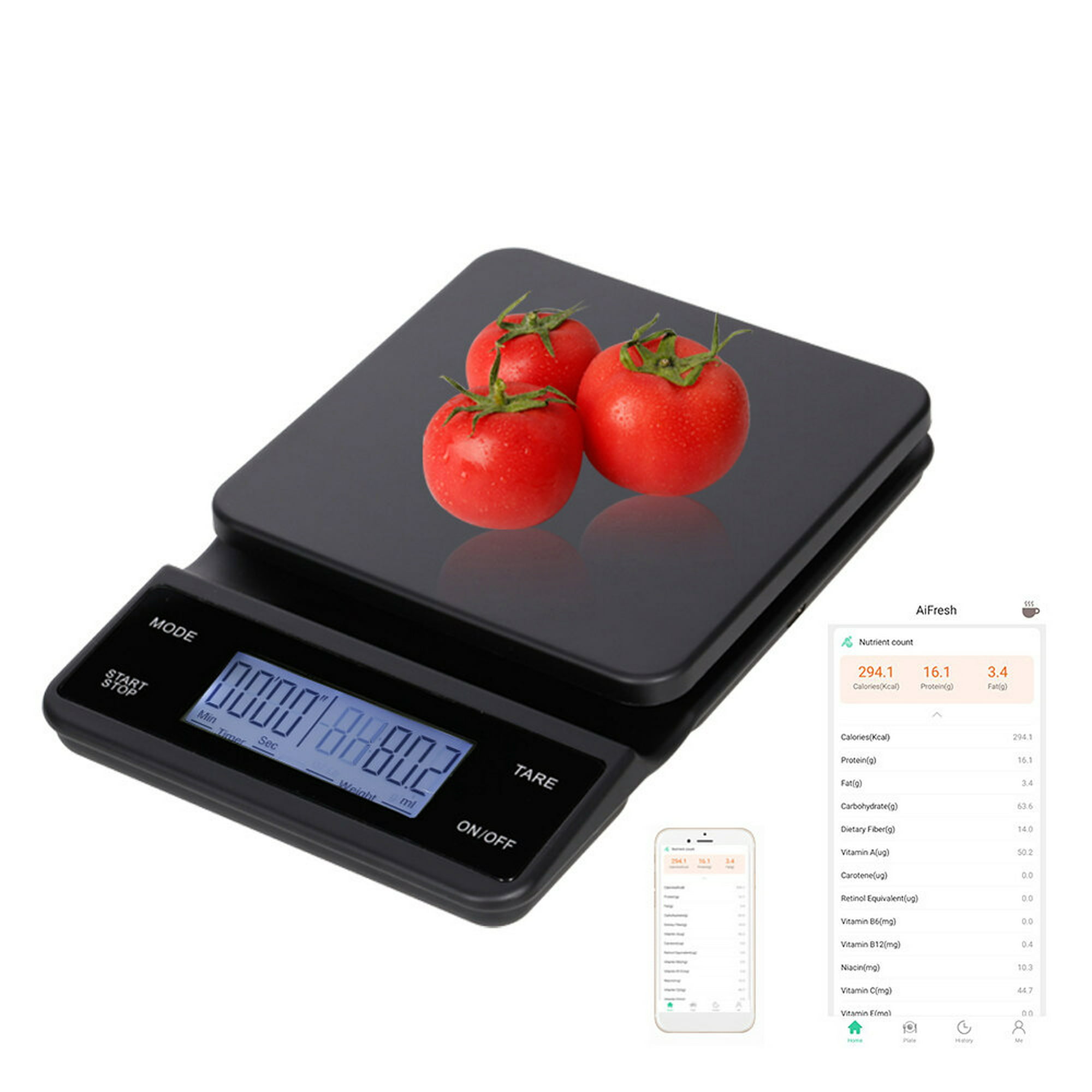 Báscula digital de alimentos – Báscula de cocina inteligente con aplicación  de calculadora de nutrición, escala de gramos para alimentos y gramos