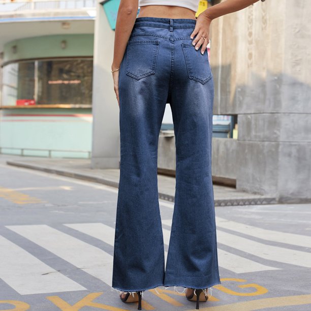 Gibobby Jeans mujer cintura alta Pantalones de pierna ancha