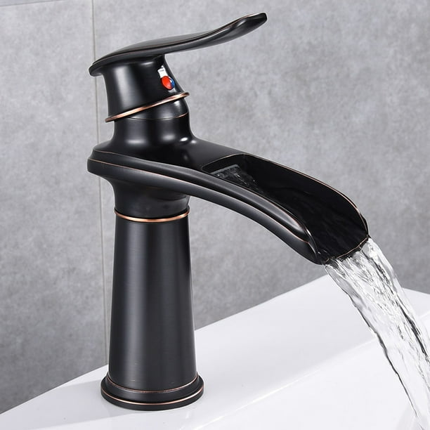Grifo Monomando Para Lavabo De Baño Negro Agua Lavamanos Bathroom Faucet  Home