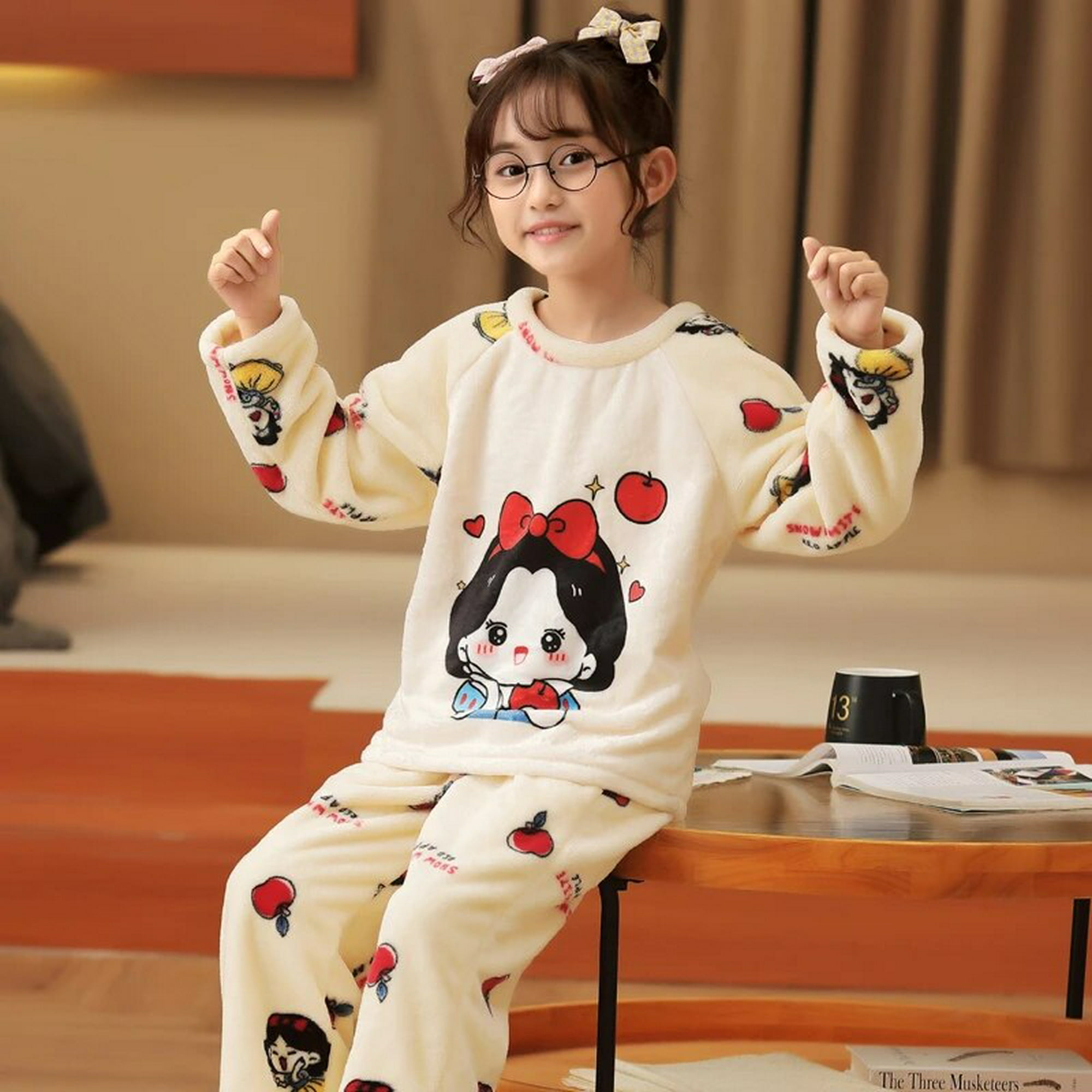Disney-Pijama de lana de Coral para niño y niña, disfraz de