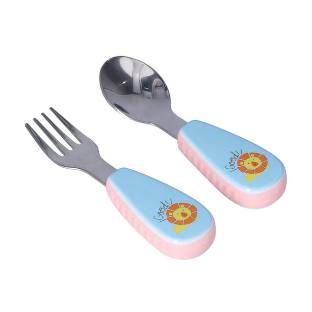 Cuchara para bebé - Tenedor para bebé - Cuchara y tenedor para bebé,  Multicolor, Juego de cubiertos para alentar a su bebé a comer  independientemente, sin BPA. (Pack de 2, Azul) : : Bebé