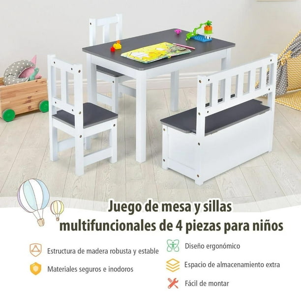 Timy Par de sillas de madera para niños pequeños, muebles para comer, leer  y jugar, paquete de 2 unidades (blanco)