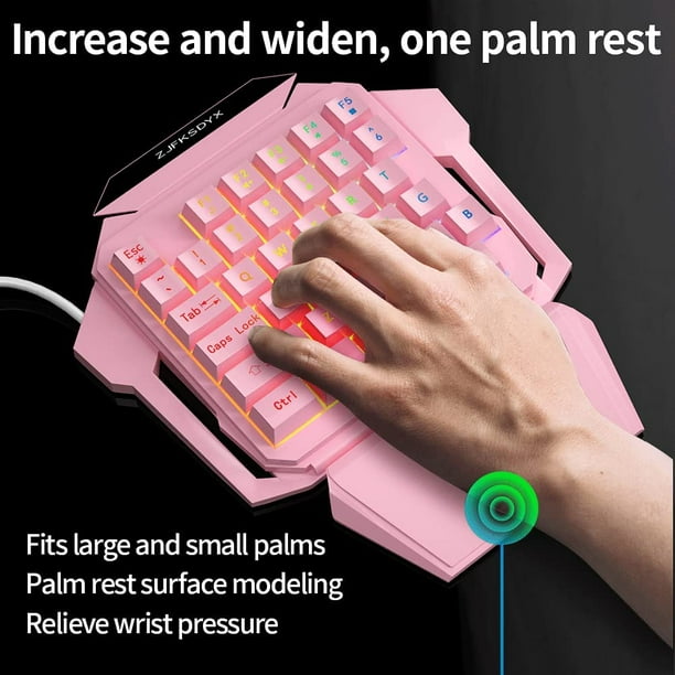 Teclado y ratón RGB con una sola mano, teclado para juegos, ratón