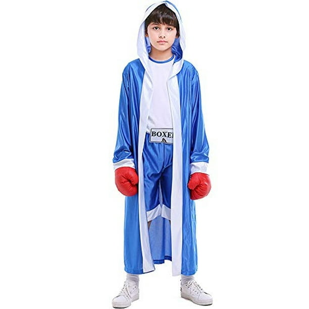 Disfraz de boxeo para niños con capucha, bata tipo bóxer para Halloween,  cosplay, juego de rol, uniforme de boxeo