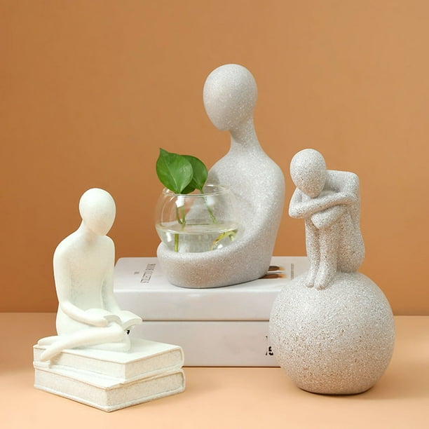 Figuras Decoracion Salon Blancas, Decoración De Estatua Para Estante,  Figura Abstracta Creativa De Resina Leyendo Un Libro, Esculturas,  Decoraciones