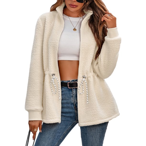 Abrigo Abrigos con cordón para mujer, chaqueta de lana a la moda, cómodos y  acogedores, abrigos de otoño e invierno, Tops Ygjytge Beige T S para Mujer