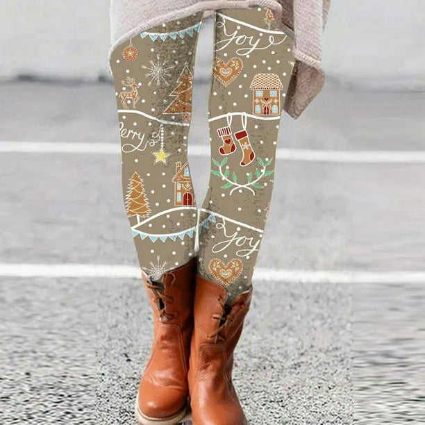 Gibobby Leggins Termicos Mujer Leggings navideños ajustados y elegantes  para mujer, capa base para uso diario (Beige, M)