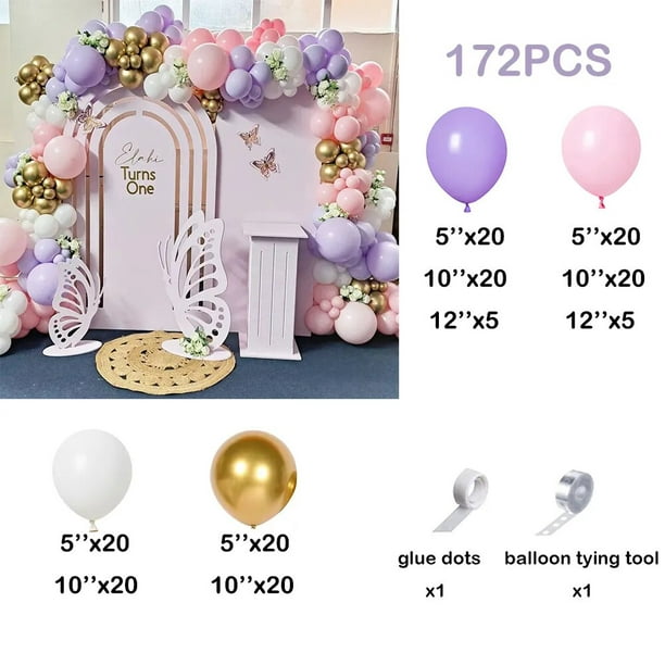 Juego de globos rosas para niñas, Kit de arco de guirnalda, tema
