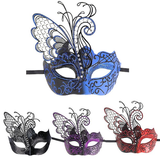  MIANJU Máscara Carnaval Mascarada Tema Fiesta Halloween  Decoración Niño Adulto Mariposa Media Mascarilla Mascarilla de 5.7 x 6.7 in  Headgear : Ropa, Zapatos y Joyería