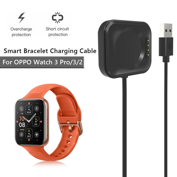  EEOM Cargador de reloj premium para Oppo Watch de 1.811  in/1.614 in, cable de carga inteligente, USB, color blanco y negro, núcleo  de cable de carga rápida (color negro, 1.811 in) 