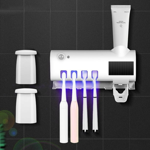 Porta Cepillo De Dientes Eléctrico Organizador Soporte de cepillo de  dientes solar UV Dispensador de pasta de dientes de montaje en pared  (sensor blanco)