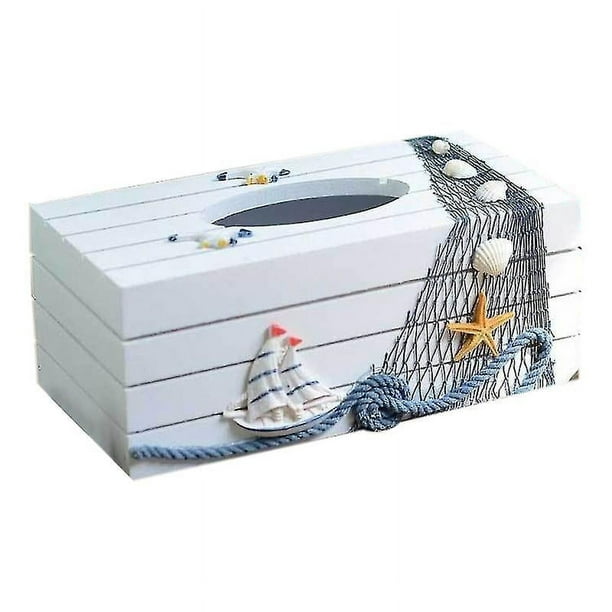 Estilo mediterráneo serie con diseño marinero cubierta de caja de pañuelos  caja para pañuelos de papel decoración del hogar papel higiénico Hol