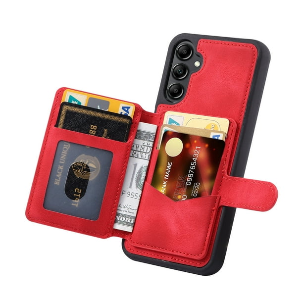 1 pieza de color rojo adecuado para Samsung A14 5G Funda de cuero Funda de  inserción Samsung A14 5G Funda para tarjeta A14 5G Funda protectora para  teléfono Rojo Verde