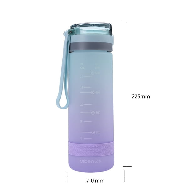 Termos para agua de plástico con marcador de tiempo Taza de bebida a prueba  de fugas deportiva (Azul) Wdftyju