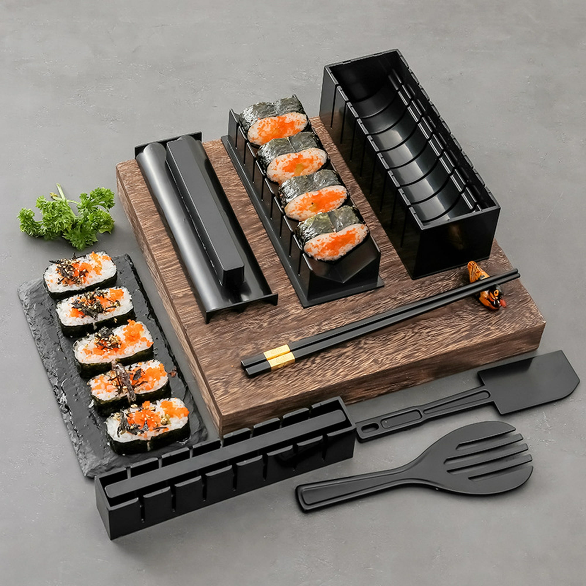  Kit de fabricación de sushi 15 en 1, máquina de sushi con 8  formas de molde de rollo de arroz para sushi, herramientas para hacer sushi  de bricolaje con alfombrilla de