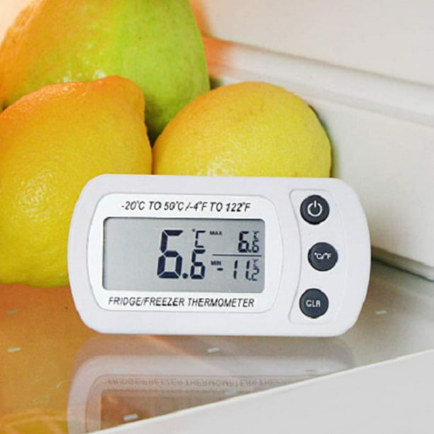 Termómetro de refrigerador Sensor Temperatura máxima mínima Pantalla LCD  Termómetro de congelador Termómetro de congelador de nevera digital ,  Blanco Baoblaze termómetro de nevera