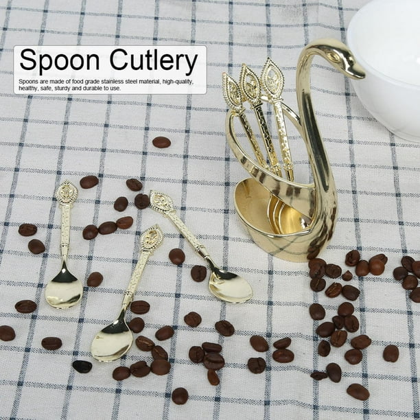 Base Cisne Cucharillas para Postre , Opción8 Oro BLESIY utensilio de cocina  cuchara tenedor
