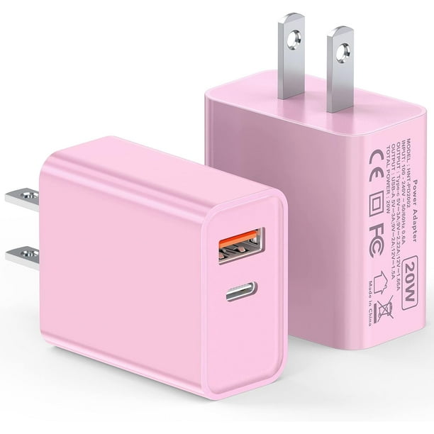 Carga rápida para iPhone 15, paquete de 2 cargadores de pared USB C de 20  W, bloque de enchufe de viaje, cable de carga para iPhone 15/15 Plus/15